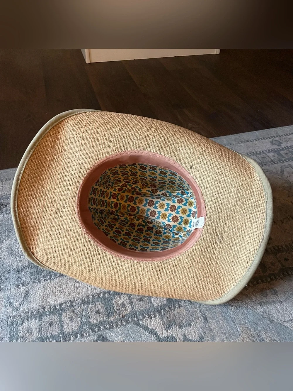Vintage 70s Straw Cowboy Hat Cowgirl Braided Band Union Made Retro Tan Size M - Picture 5 of 7